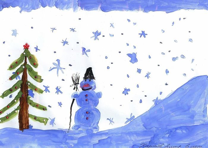 Зимняя сказка рисунок детский легкий фото
