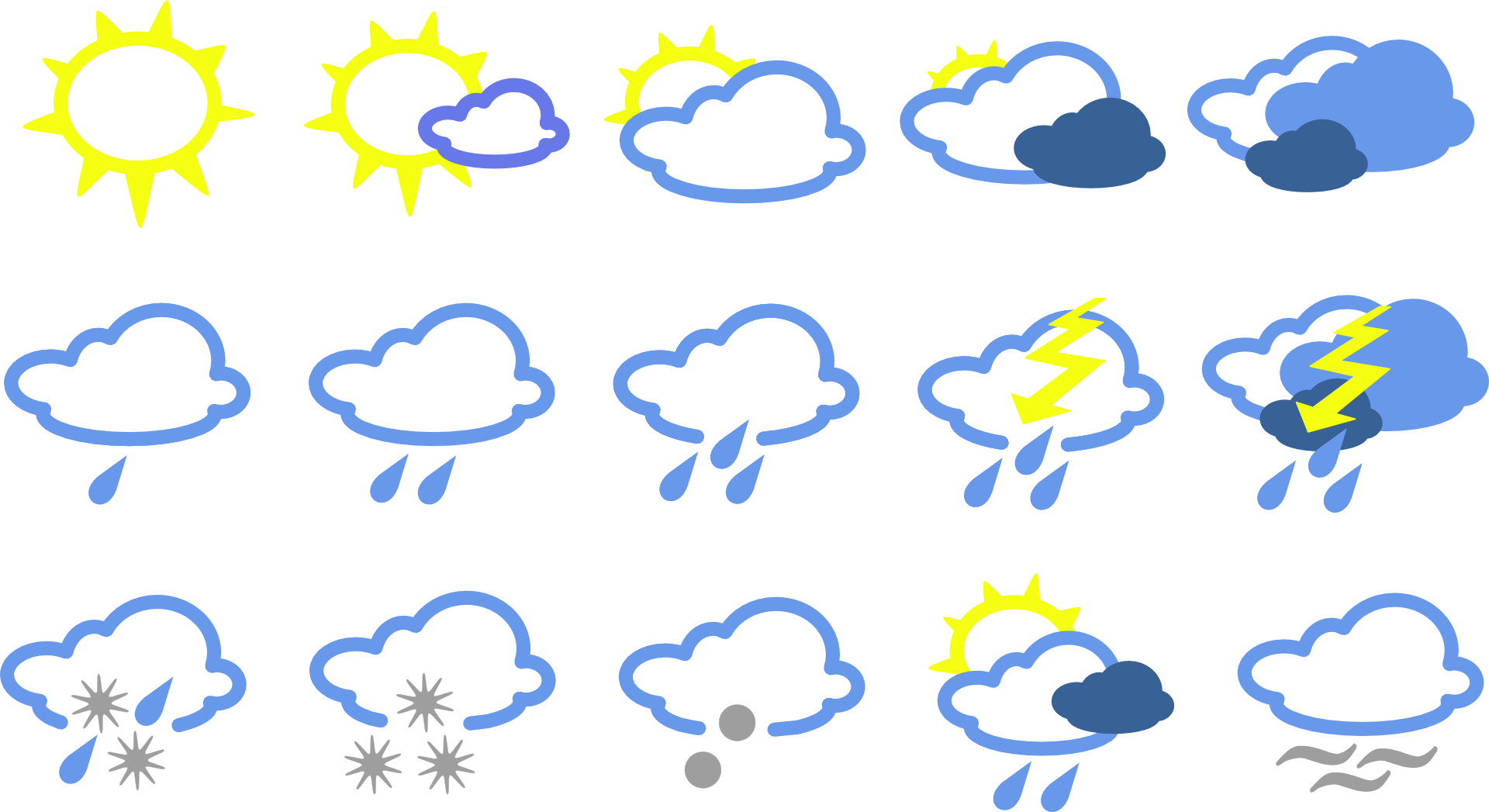 Значки погоды на прозрачном фоне фото