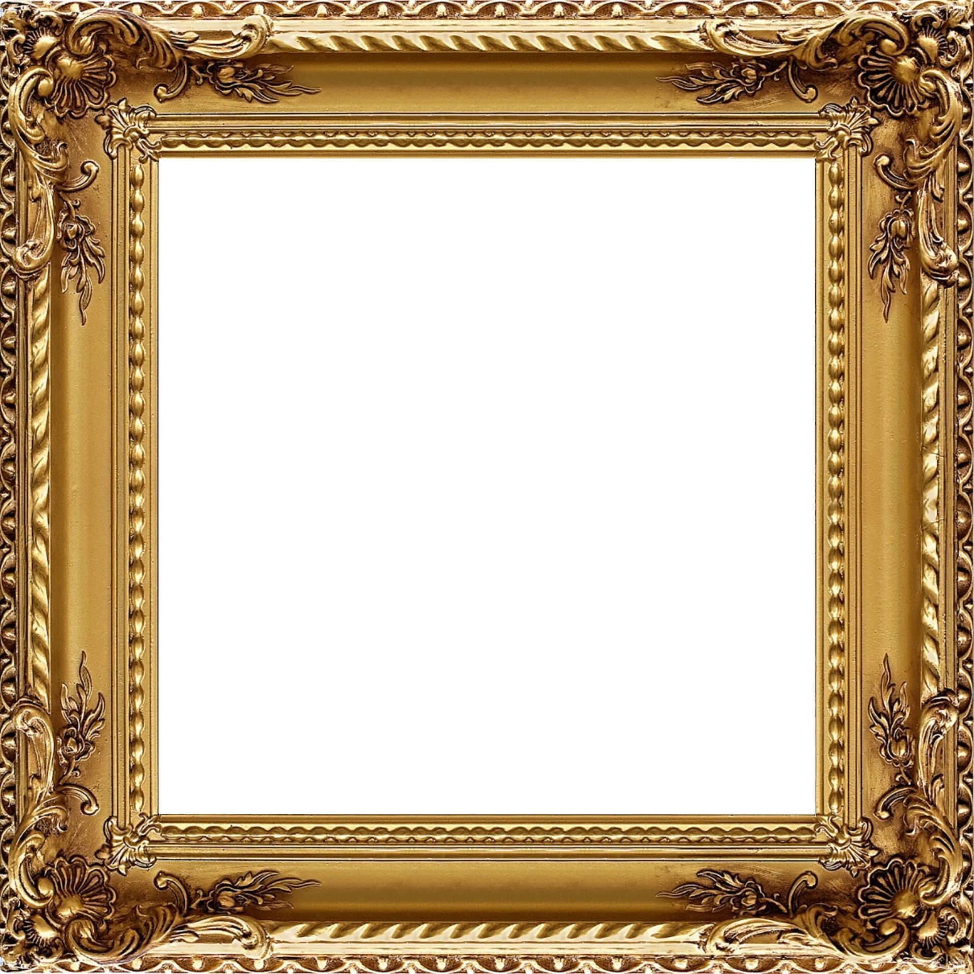 Золотая рамка квадратная на прозрачном фоне фото